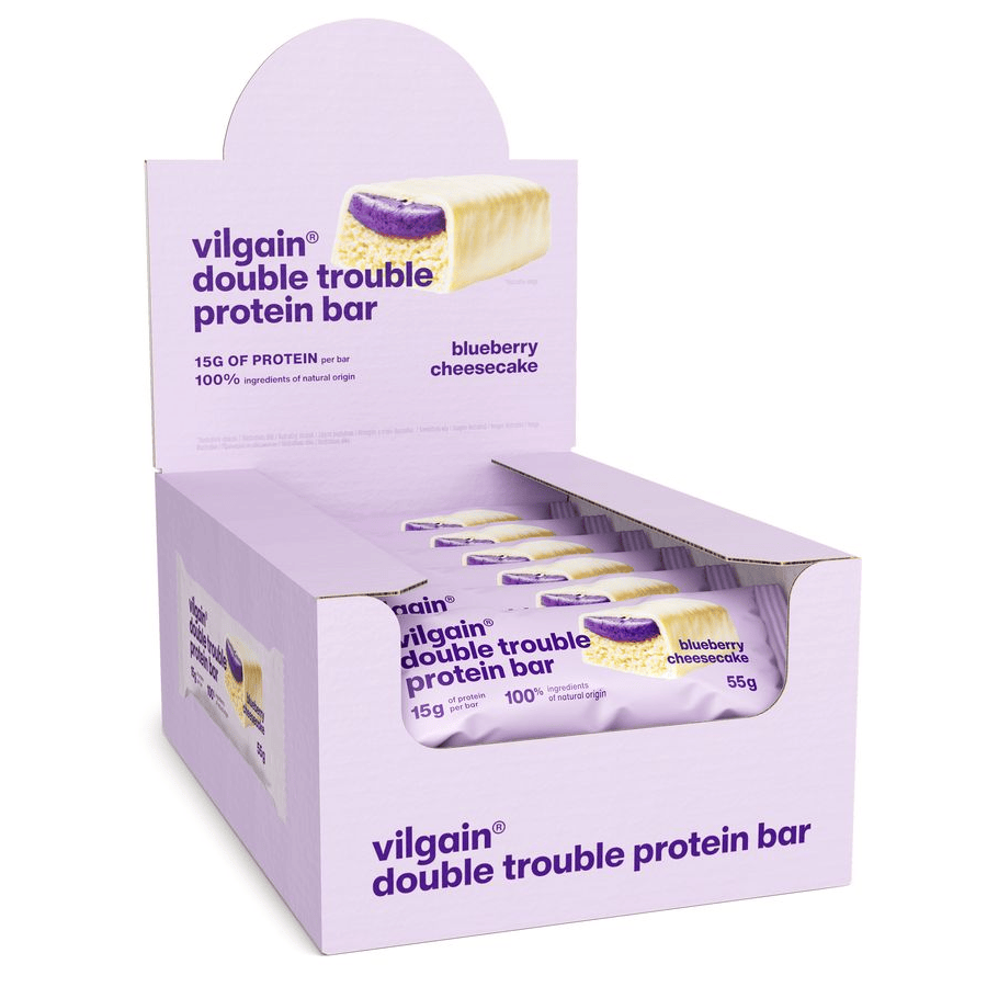 Double Trouble Protein Bar Heidelbeer-Cheesecake / 12 x 55 g kaufen -  Vilgain Proteinriegel  - Fitness Onlineshop