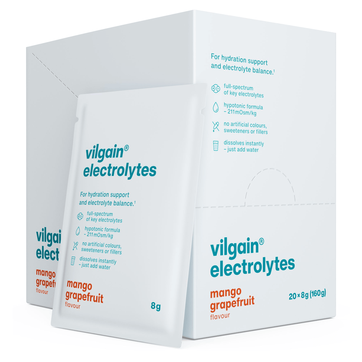 Elektrolyte Mango & Grapefruit / 160 g (20 x 8 g) kaufen -  Vilgain Elektrolyte  - Fitness Onlineshop