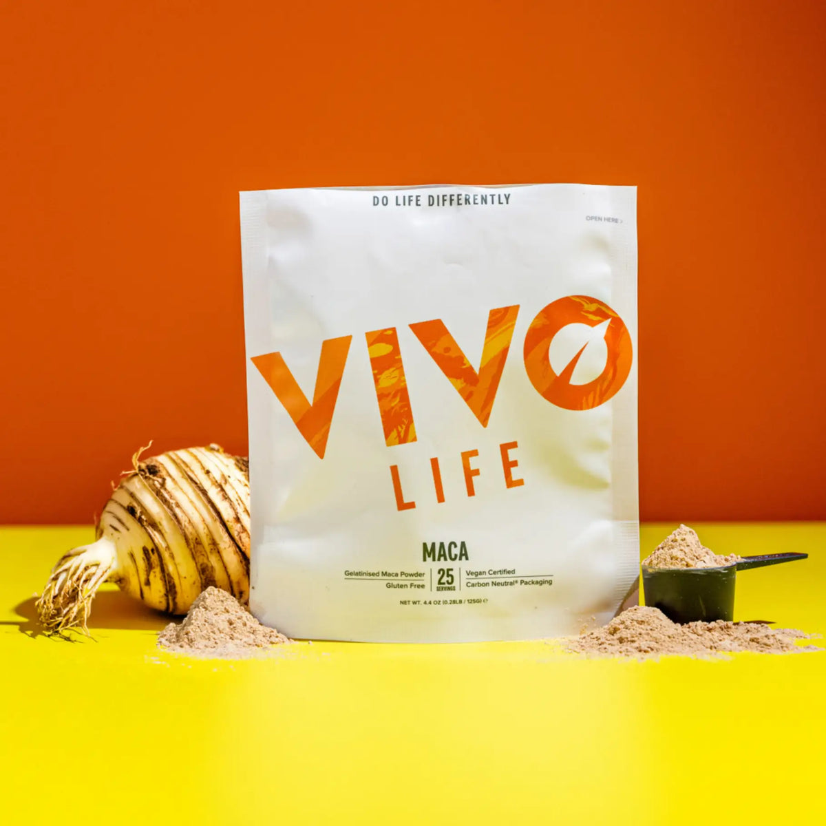 Maca Pulver (gelatinisiert) 125 g kaufen -  Vivo Life Adaptogene  - Fitness Onlineshop
