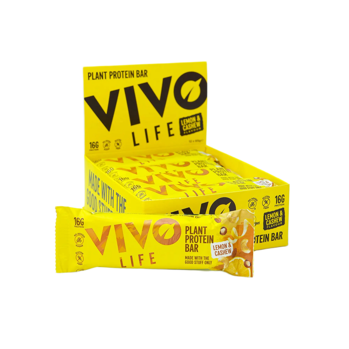 Plant Protein Bar Lemon & Cashew / 12 x 65 g kaufen -  Vivo Life Vegane Proteinriegel  - Fitness Onlineshop