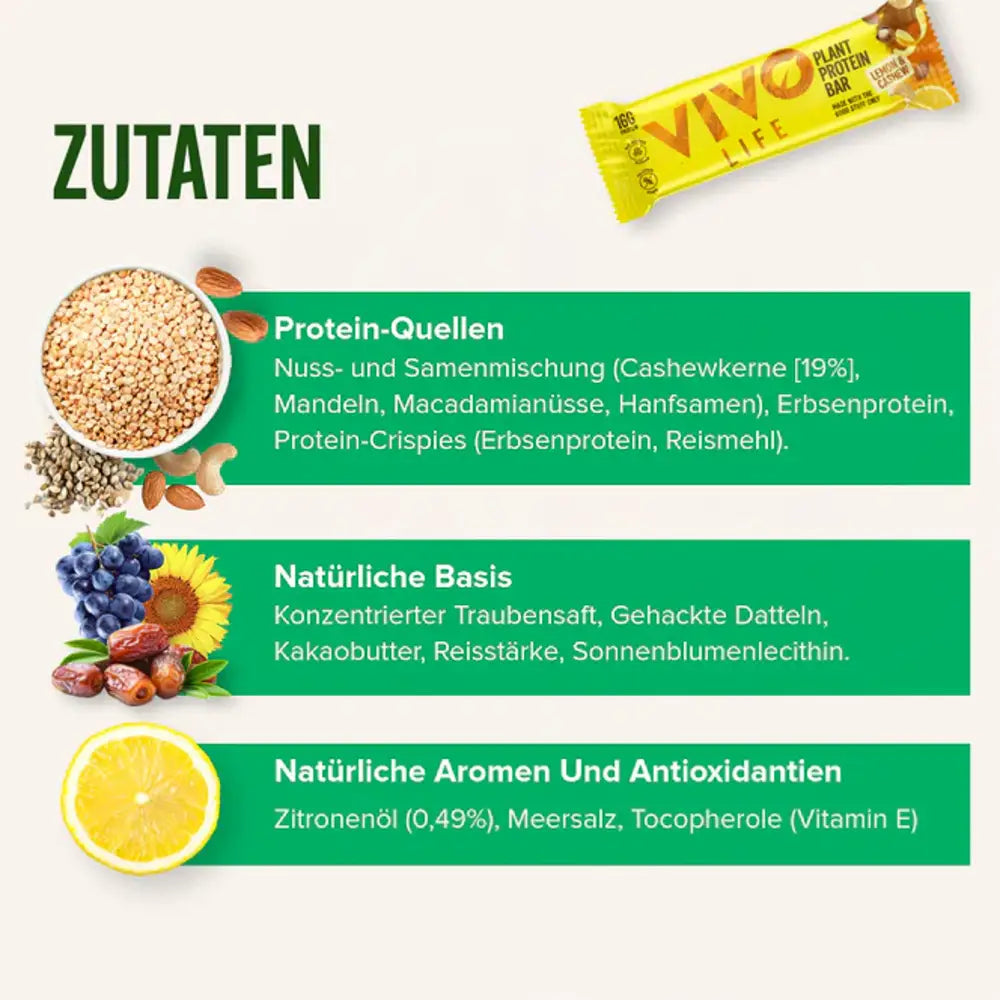 Plant Protein Bar kaufen -  Vivo Life Vegane Proteinriegel  - Fitness Onlineshop